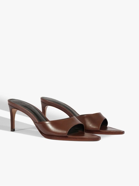 SCHUTZ Shoes - Schutz “Elise” Brown Leather Pointed Toe Mule Heels